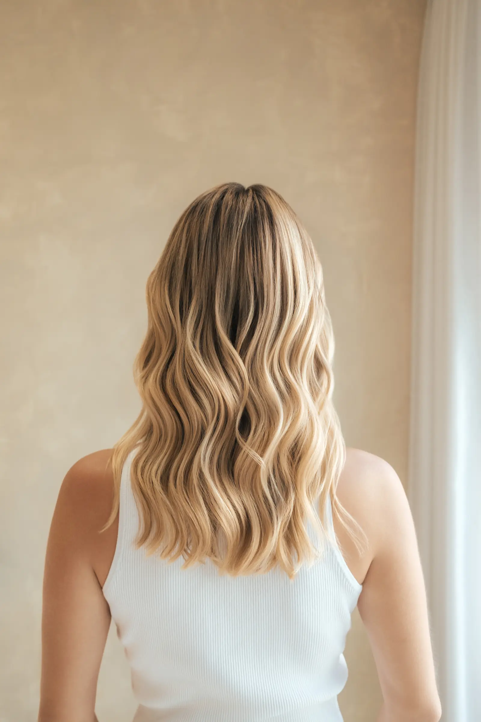 Blonde hair after a full bleach at Day Hair Habit in Bali
