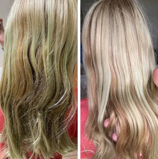 The same hair before and after Green Hair Removal