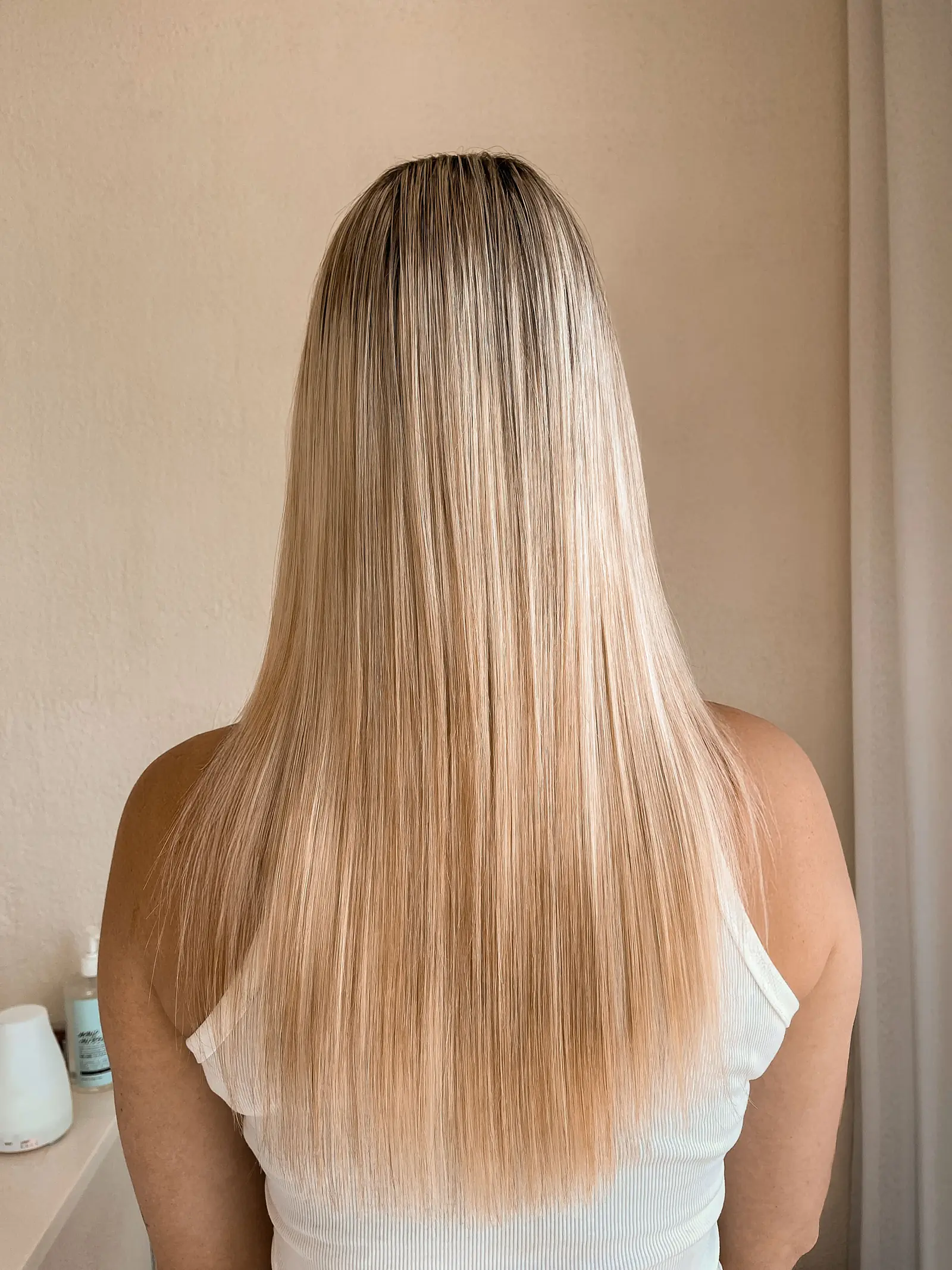A client's hair after a keratin treatment