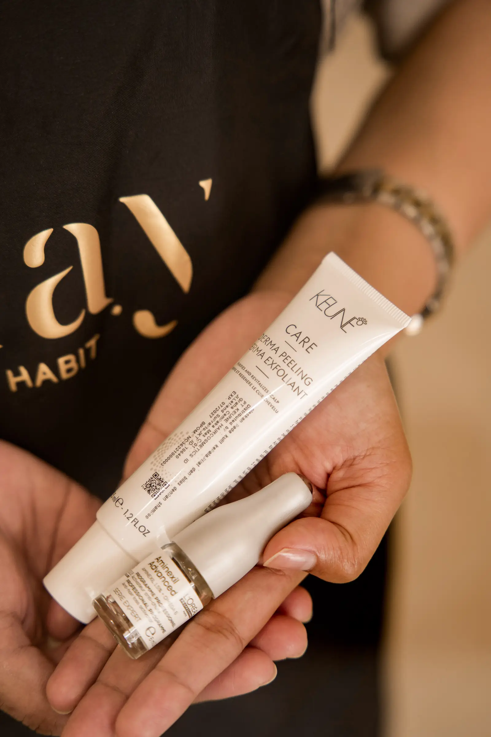 The scalp products used in the salon
