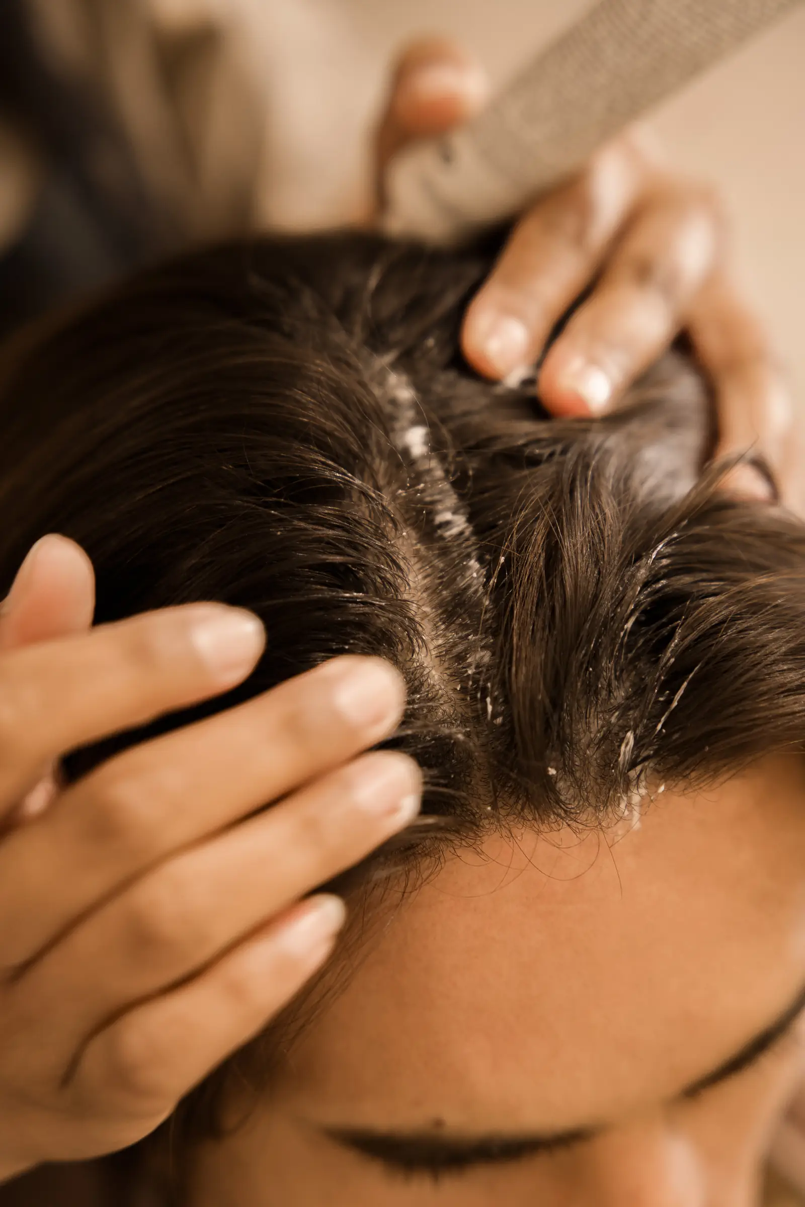 A scalp massage during a treatment